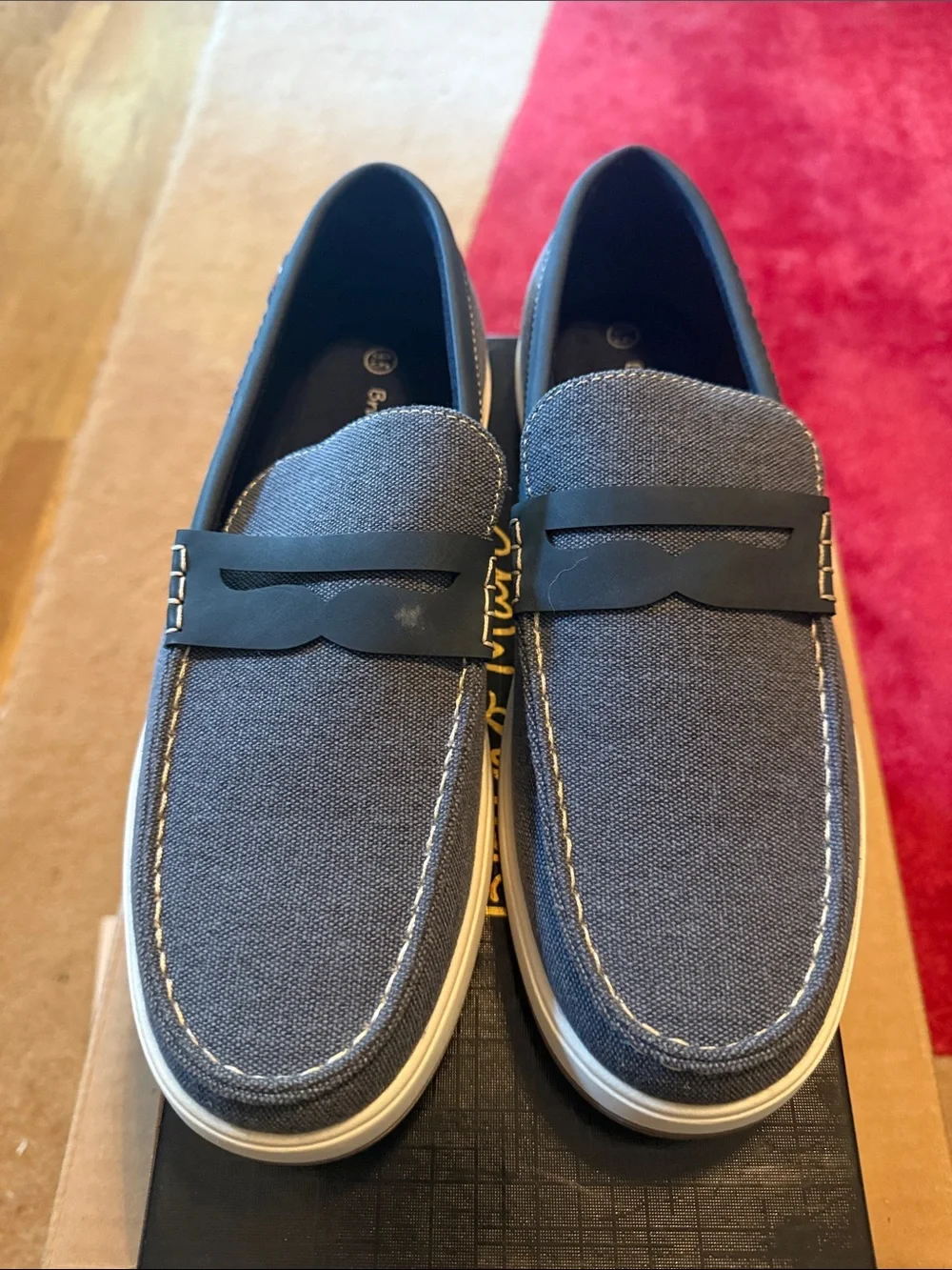 Bruno Marc Men’s Navy blue Canvas Slip-On Loafers